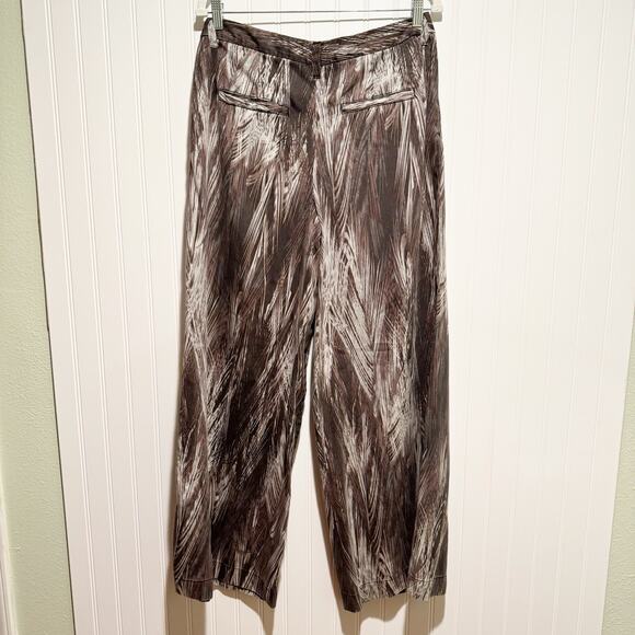 Free People Feather Print Wide Leg Pants Flowy Wide Leg Festival Boho Size 8 - Picture 5 of 6